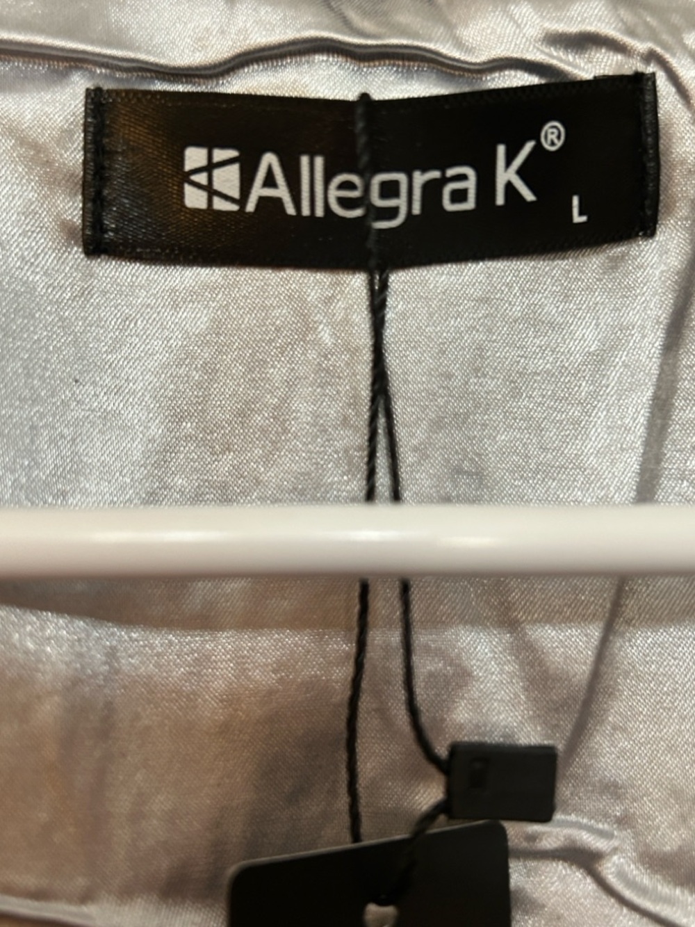 Allegra K Silver Sequin Bomber Jacket with Black Trim NWT Size Large - Picture 6 of 7